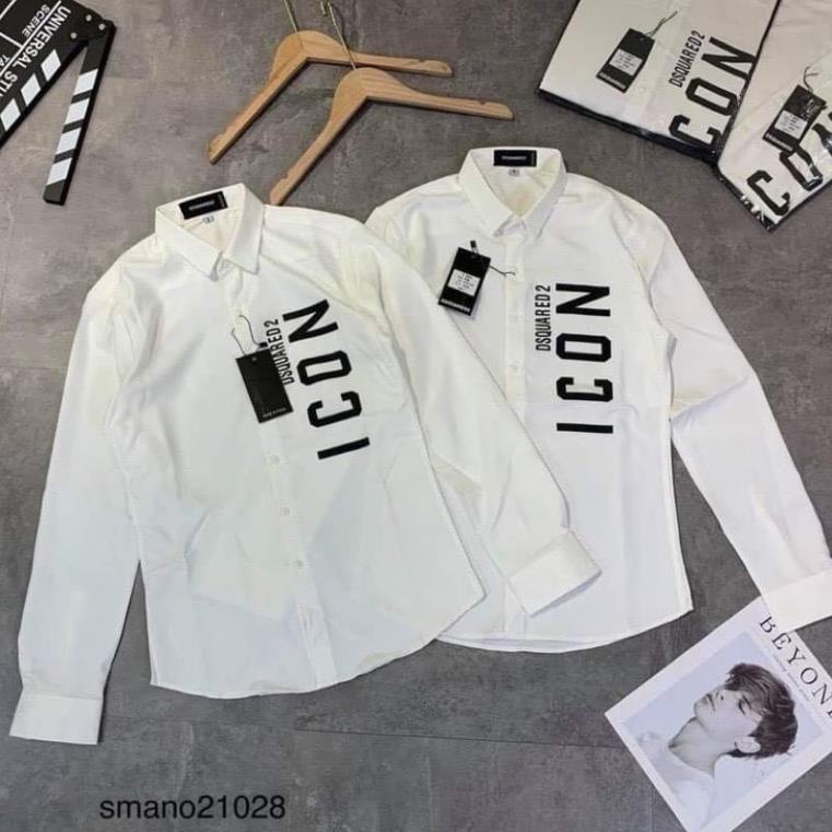 Áo sơ mi nam màu đen ngắn tay chữ ICON  Ht