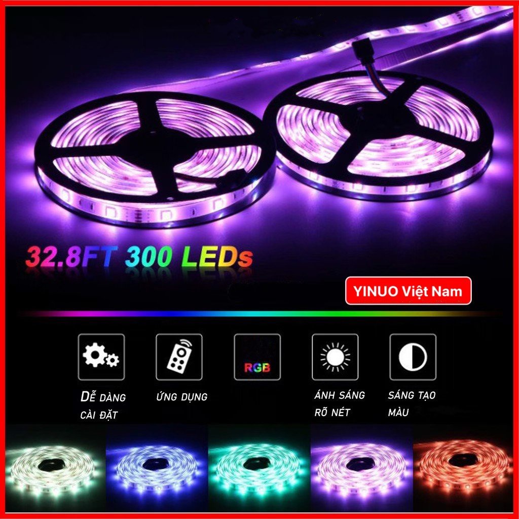 Cuộn dây đổi màu RGB 5m 5050 có silicon chống nước led dây trang trí đổi nhiều màu trang trí tủ nội thất
