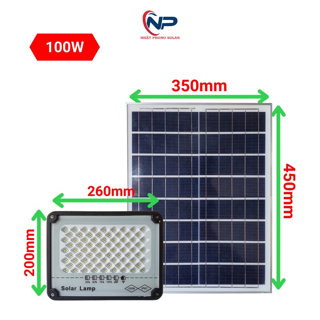 Đèn Năng Lượng Mặt Trời,Đèn Led Trang Trí Chống Lóa Cao Cấp 100W  mẫu mới, Khung Nhôm,Cảm biến,BH 2 năm