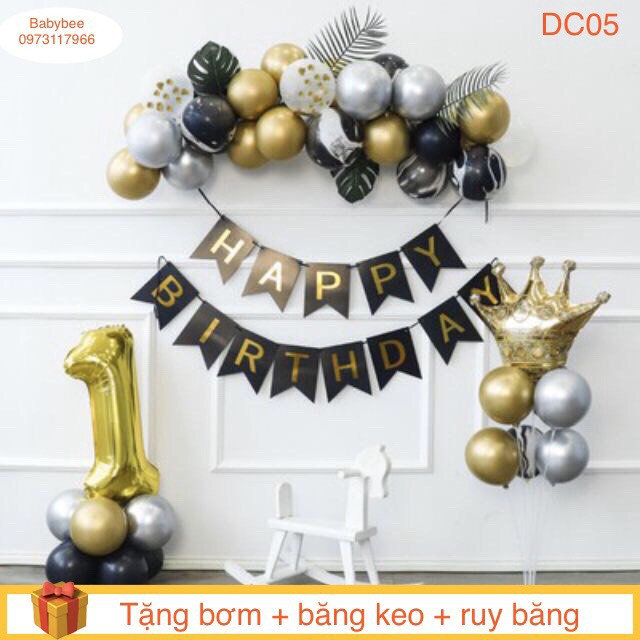 Set bóng trang trí sinh nhật DC01-05 HOT TREND {TẶNG bơm + băng keo + ruy băng}