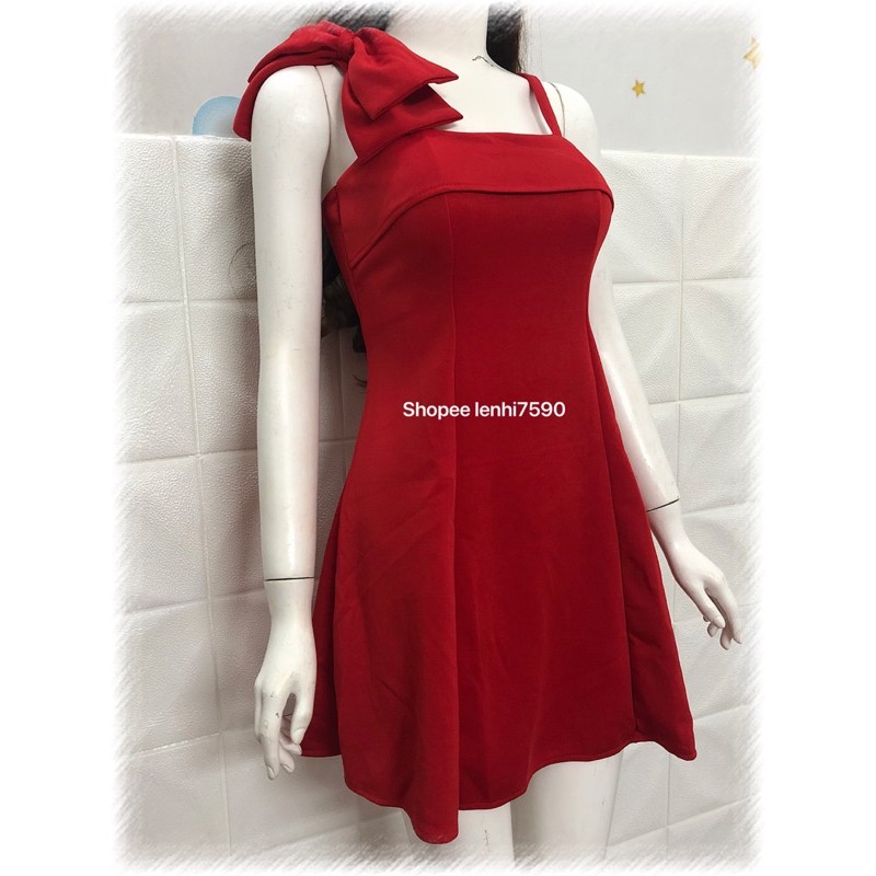 (Ảnh thật 2 màu)Đầm dự tiệc dáng xoè 1 dây 1 nơ có mút ngực giá rẻ | BigBuy360 - bigbuy360.vn