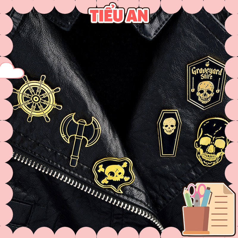 Charm (C110)- Dụng cụ Charm trang trí cài áo/ balo/ túi xách hình phụ kiện trang trí Skull