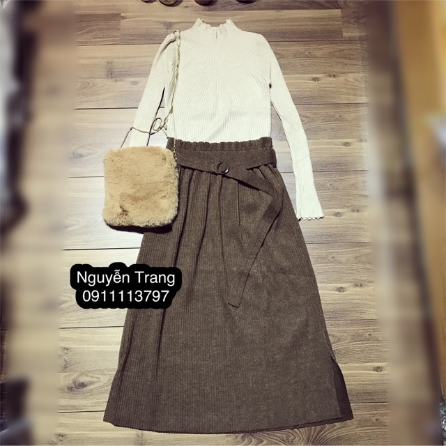 Set áo len + cv kèm belt