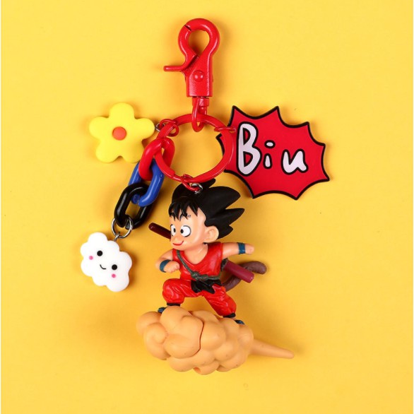 Móc khóa, móc túi hoạt hình Songoku nhí cưỡi cân đẩu vân Dragon Ball cute dùng làm quà tặng, dây treo balo, túi xách