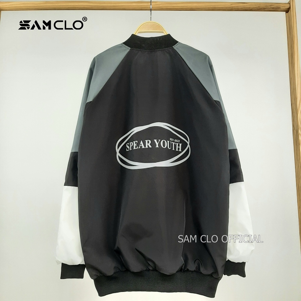 Áo khoác dù bomber 2 lớp nam nữ SAM CLO phong cách bóng chày form rộng unisex mặc cặp - couple in chữ INFEAT SỐ 5