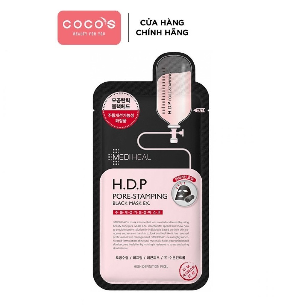 [Mã COSCOCOT3 -8% đơn 250K] Mặt Nạ Than Hoạt Tính Mediheal H.D.P Pore Stamping Black Mask EX 25ml