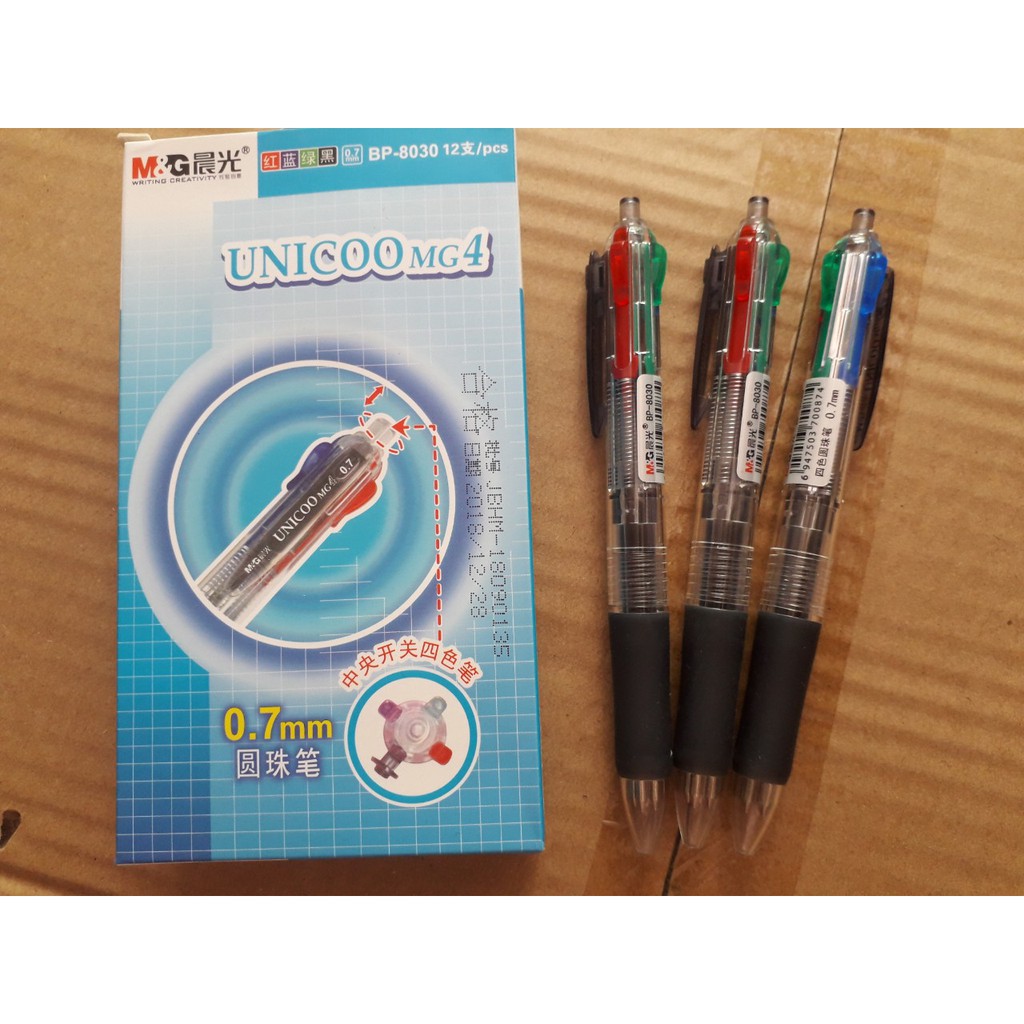 Bút bi 4 màu M&G 8030, ngòi 0,7mm