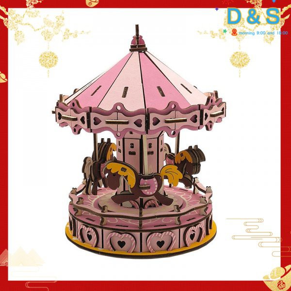 Ghép Khối Xây Dựng Quà Tặng Bằng Gỗ Lắp Ráp Sinh Nhật Handmade3DMô Hình Ba Chiều Hệ Thống Quay Ngựa Gỗ, Đồ Chơi Giáo Dục