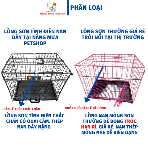 Chuồng chó, chuồng mèo, lồng chó mèo sơn tĩnh điện gấp gọn (full 4 size)