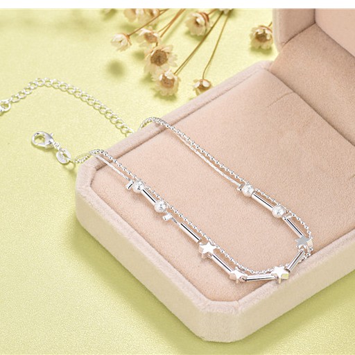 Lắc chân nữ nhiều ngôi sao xi bạc 925 trắng sáng dễ thương - namimi | BigBuy360 - bigbuy360.vn