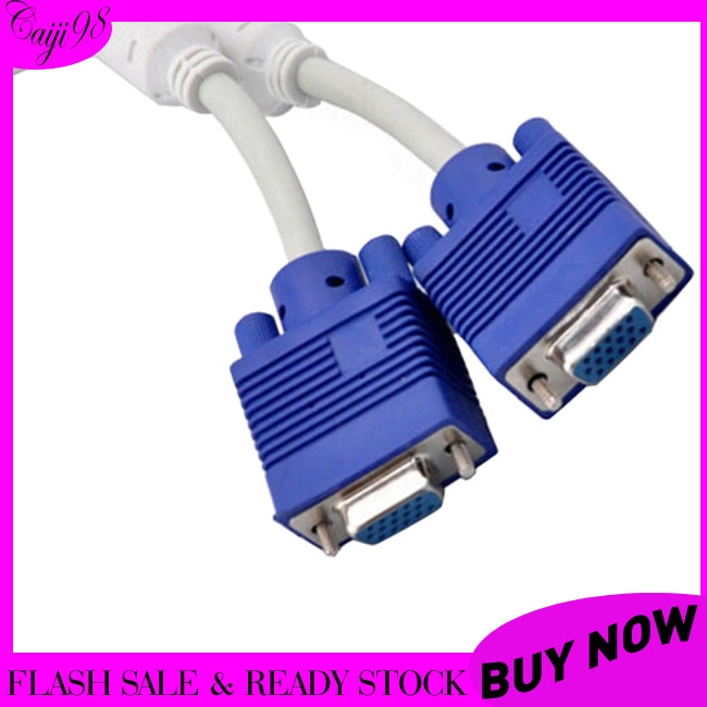Computer to Dual Monitor VGA Splitter Cable Video 1 in 2 Out Adaptor for Computer TV Video Projector