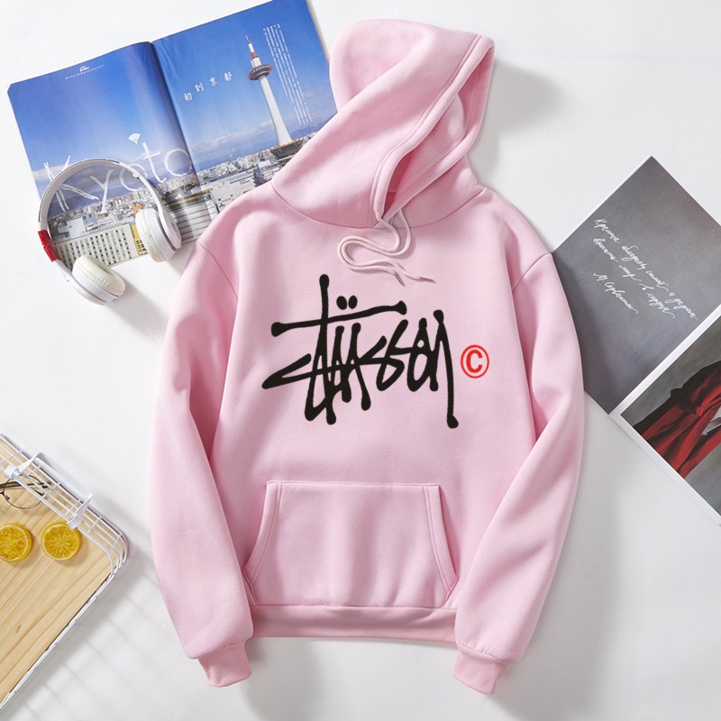 Áo Khoác Hoodie Tay Dài Dáng Rộng In Chữ Stussy Phong Cách Harajuku Thời Trang Cho Nam Và Nữ