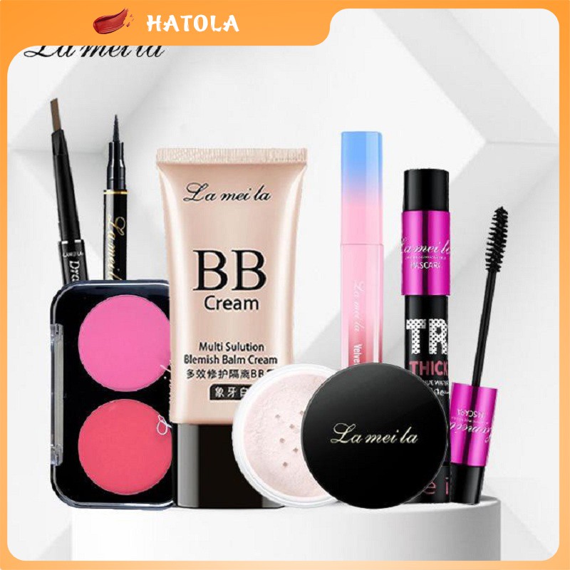 Bộ makeup nữ đầy đủ Lameila 7 món kem nền, phấn phủ, phấn má, kẻ mày, kẻ mắt, mascara, son kem lì BTD-L710