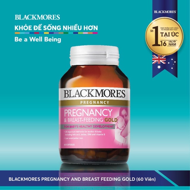 [HÀNG CHÍNH HÃNG] Viên uống cho bà bầu Blackmores Pregnancy And Breast Feeding Gold (Chai 60 viên)