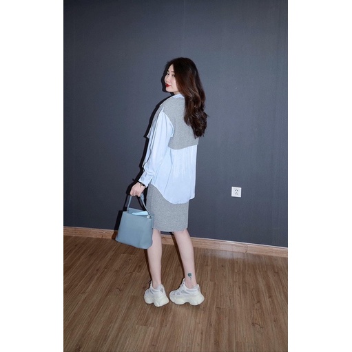 Set áo sơmi khăn + chân váy