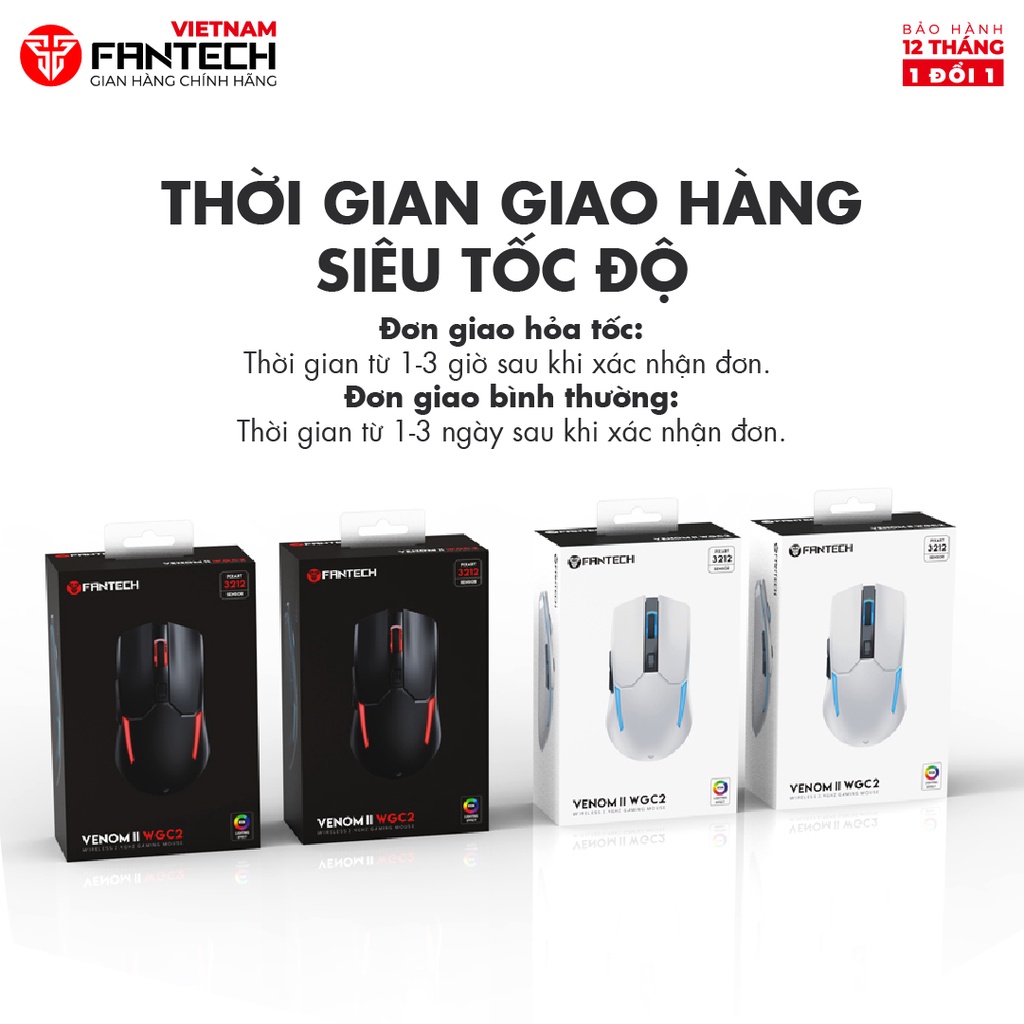 Chuột Máy Tính Gaming Không Dây FANTECH VENOM II WGC2 2400DPI LED RGB - Phân Phối Chính Hãng