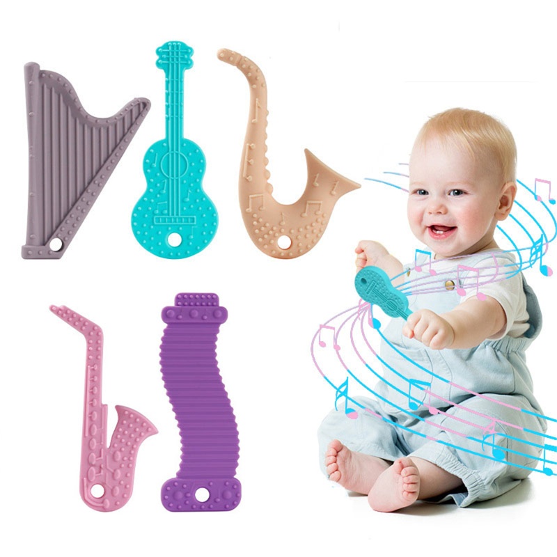 Set 5 Đồ Chơi Ngậm Mọc Răng Bằng Silicone Hình Dạng Dễ Thương Cho Bé