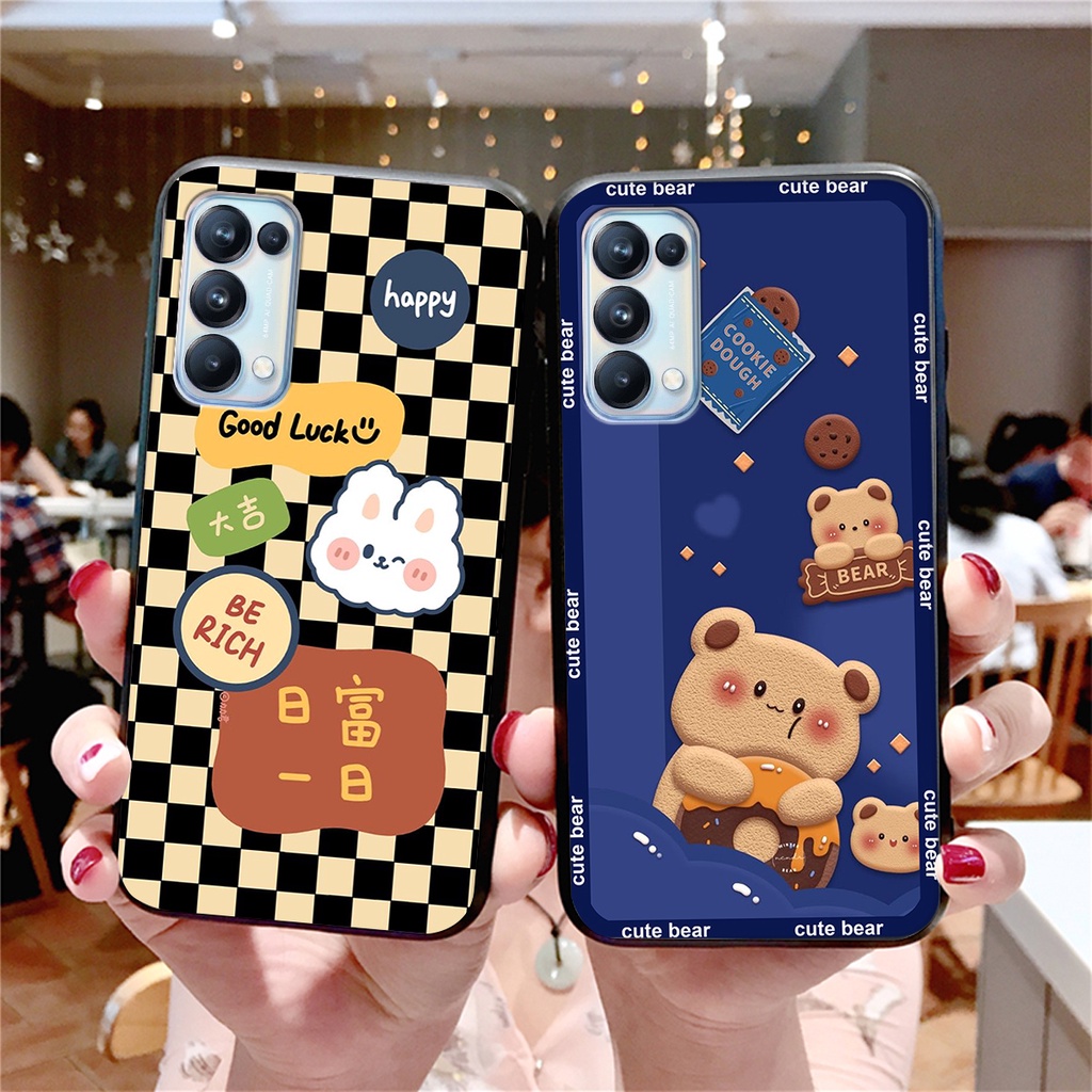 Ốp lưng Oppo RENO 5 in hình 3D GẤU cute be@r, soda, happy day cực hot ,thời thượng