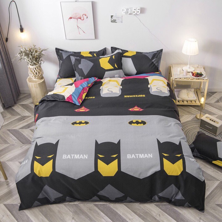 Bộ chăn ga gối drap giường chất cotton poly họa tiết Batman