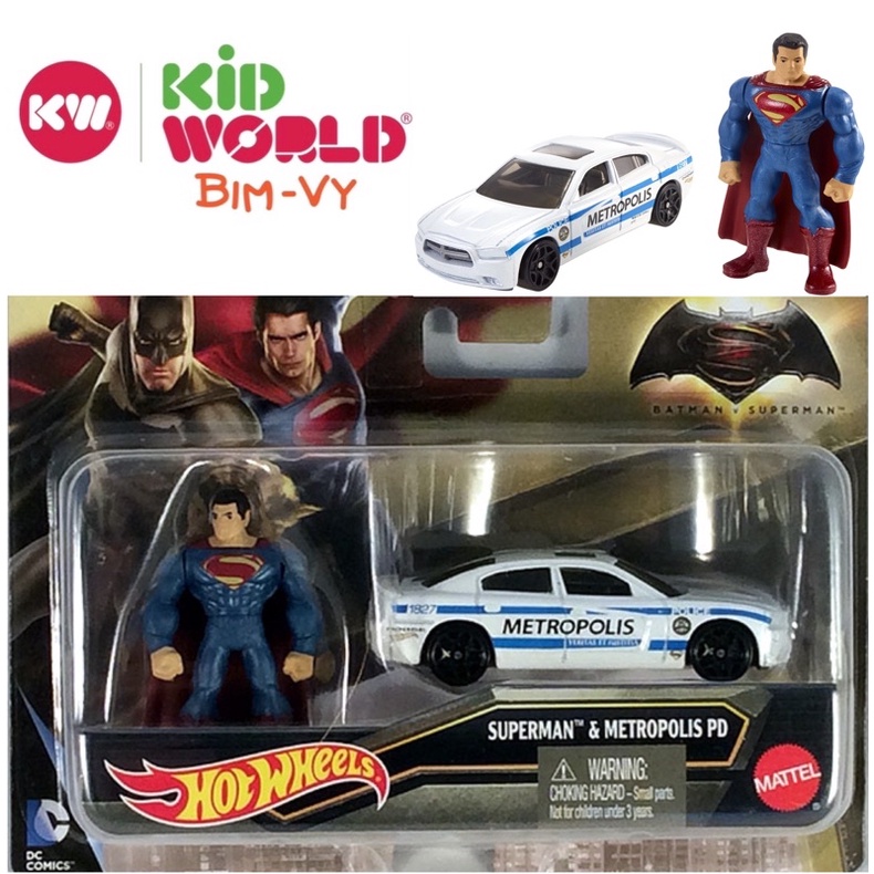 Xe mô hình Hot Wheels Pack Police Superman &amp; Figuer DJH29.