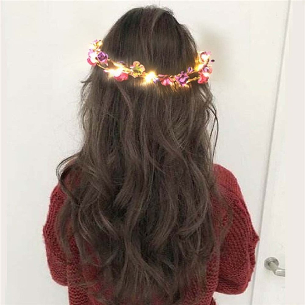 Vòng hoa đội đầu có đèn LED cho người lớn hoặc trẻ em