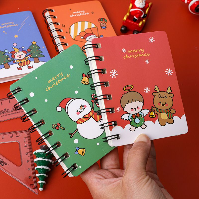 Sổ tay cute ghi chép từ vựng chủ đề giáng sinh/ Sổ lò xo mini, vở viết a7 cầm tay hình noel làm quà tặng cho học sinh