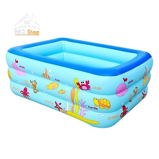 Bể bơi phao 3 tầng cho bé size to 180x140x60cm - Mẫu mới màu Xanh dương