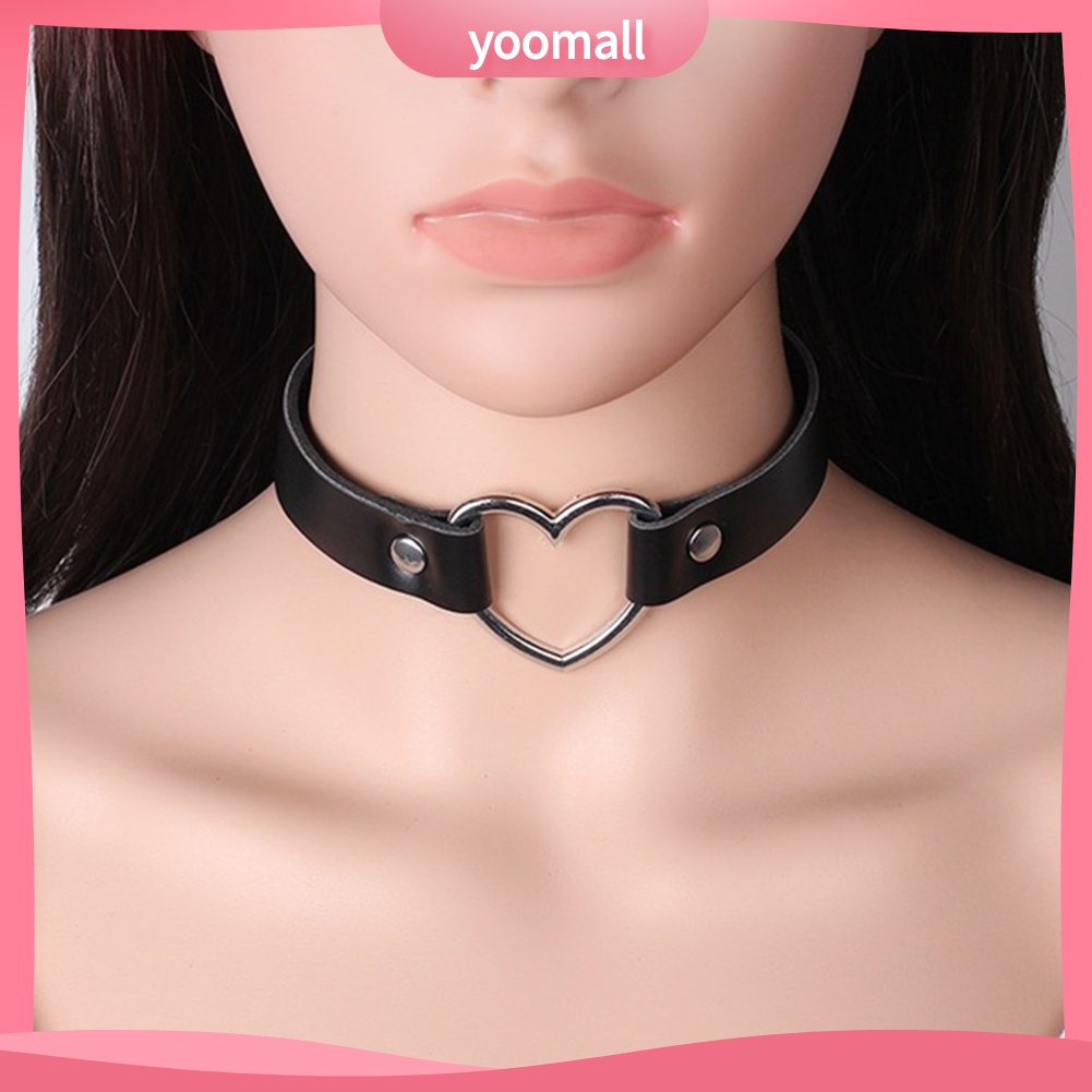 Vòng Cổ Choker Giả Da Mặt Trái Tim Thời Trang Cho Nữ