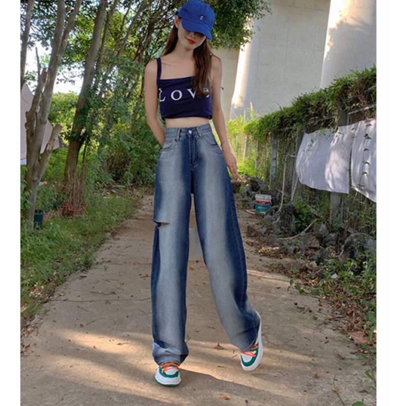 Quần Jean Lưng Cao Ống Rộng Màu Gradient Dễ Phối Đồ Thời Trang Mùa Hè Cho Nữ