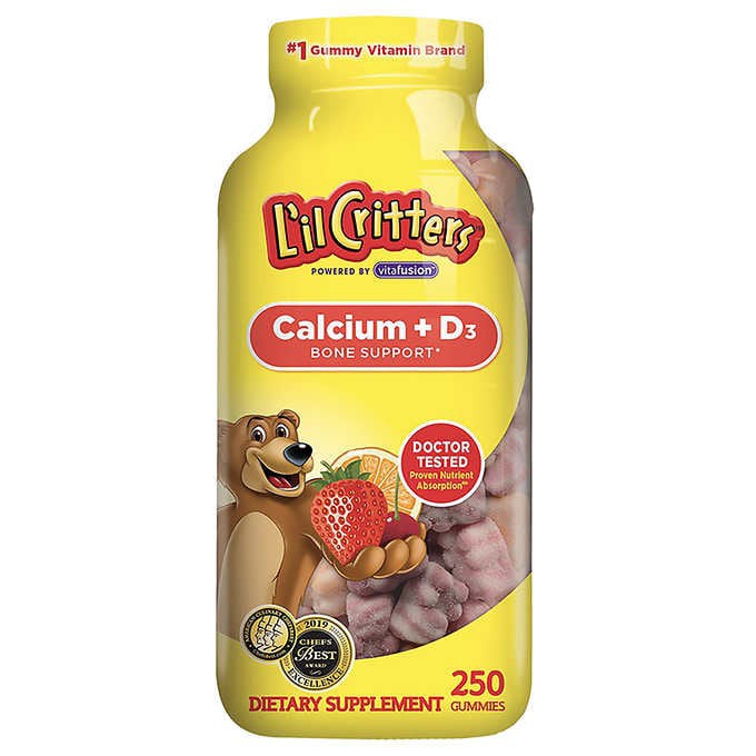 250 viên - Kẹo bổ sung Canxi dành cho trẻ em L'il Critters Calcium + D3