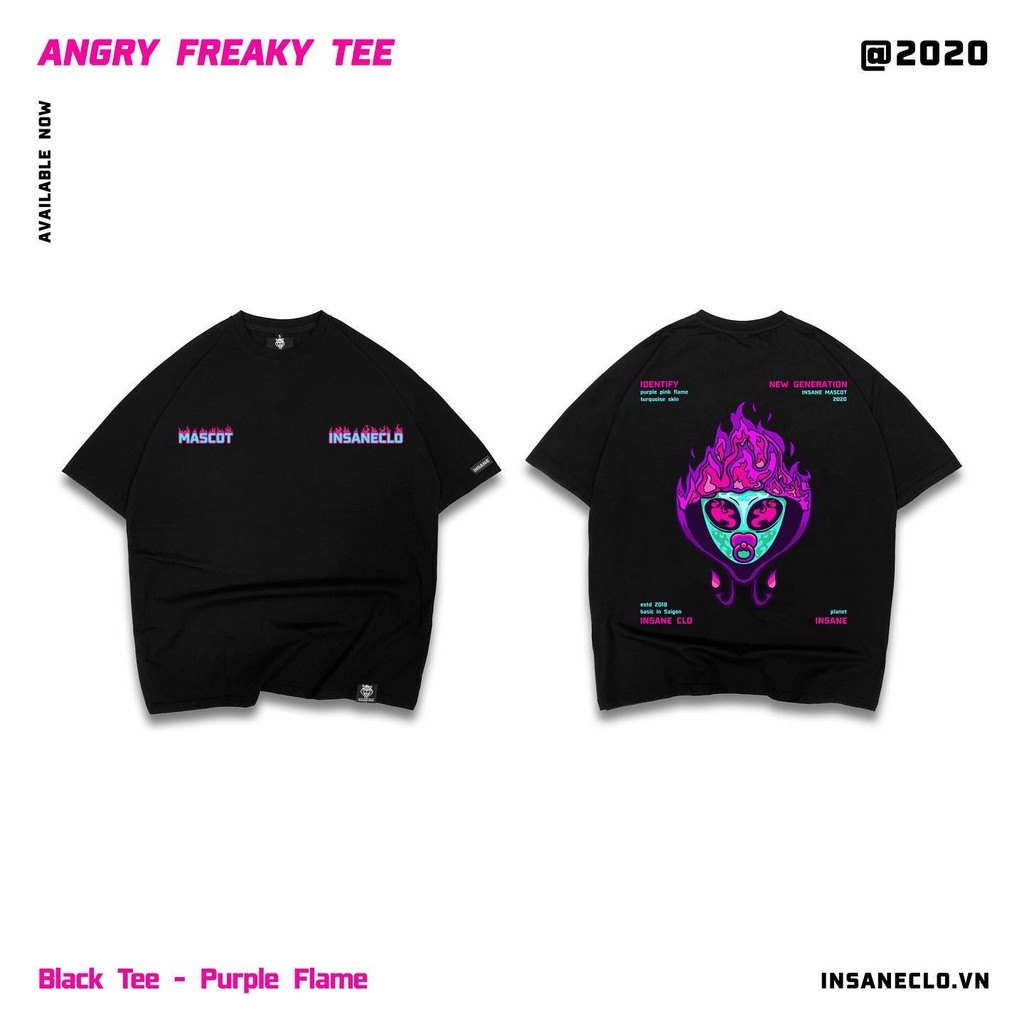 Áo Purple Flame Tee - màu Đen