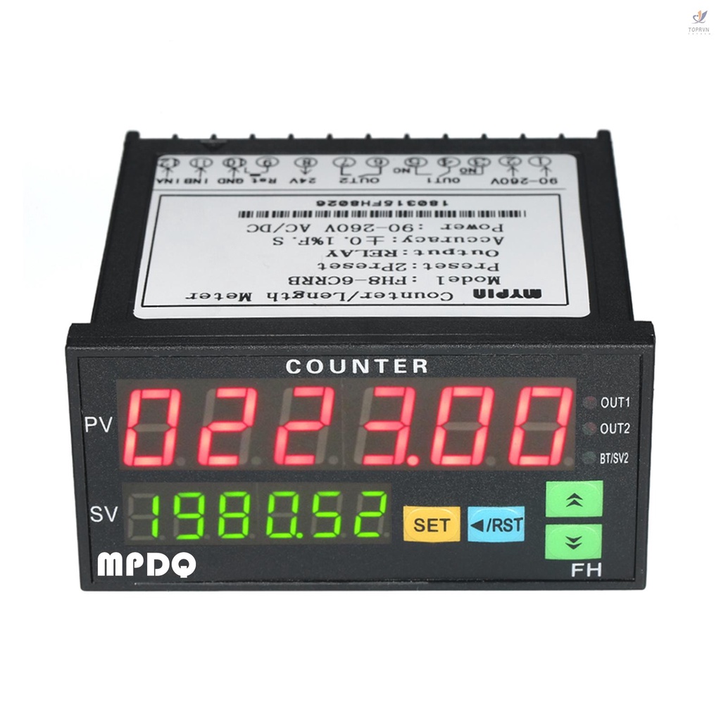 Bộ Đếm Đèn Đi Ốt Hiển Thị Kỹ Thuật Số Đa Chức Năng 90~265V AC / DC Với 2 Rơ Le Và Pu