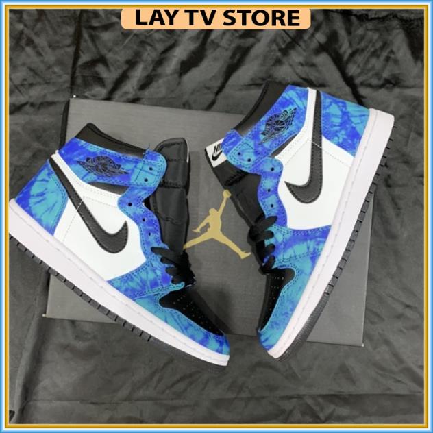 Giày thể thao Jordan cổ cao cổ thấp xanh loang nước biển, giày sneaker JD1 Tie Dye cao cổ thấp cổ nam nữ | BigBuy360 - bigbuy360.vn
