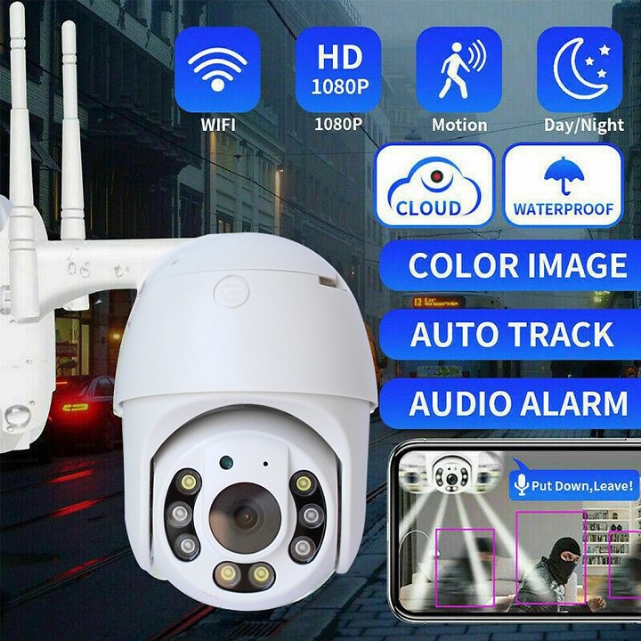 Camera yoosee ngoài trời Ptz 8 đèn 3.0Mpx quay quét 360 độ, đàm thoại 2 chiều, chịu nắng mưa, có màu ban đêm