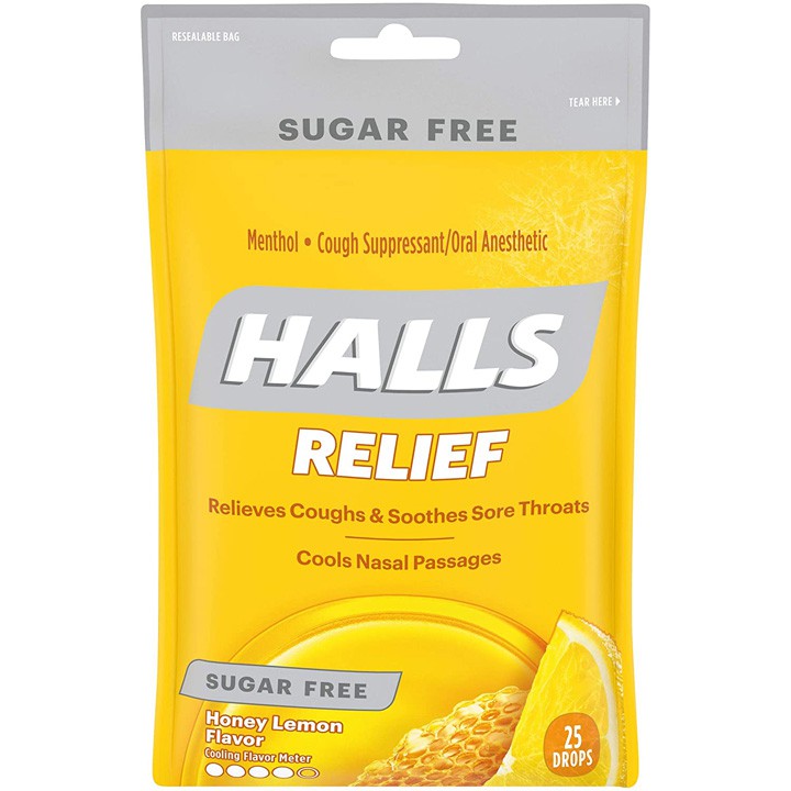 Kẹo ngậm Halls Relief Honey Lemon &amp; Mentho - Lyptus