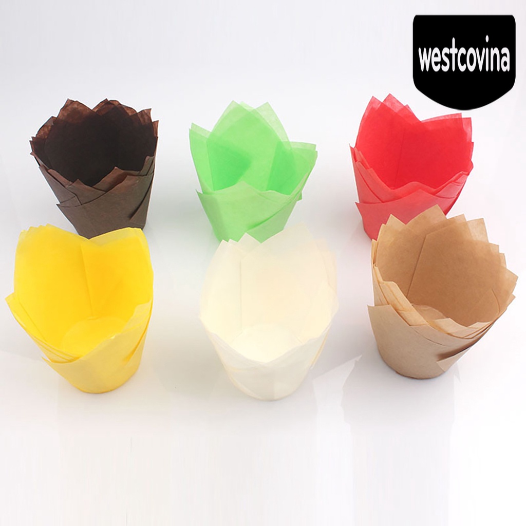 [Hot]☀ Set 50 Giá Đỡ Giấy Làm Bánh Muffin Chống Dầu Hình Hoa Tulip
