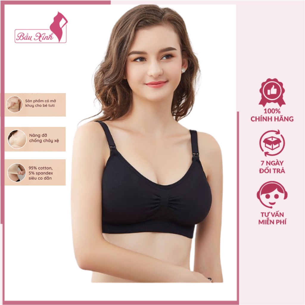 Áo lót bầu - áo ngực bầu cho con bú không gọng, chống chảy xệ co giãn 4 chiều, thấm hút