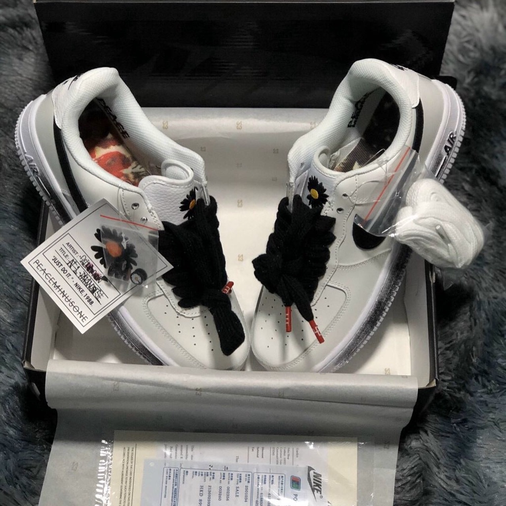 Giày Sneaker Nam Nữ Trắng Cổ Thấp Tăng Chiều Cao Nike Air Force 1 AF1 Hoa Cúc G Dragon Đế Khâu Da Cao Cấp G03