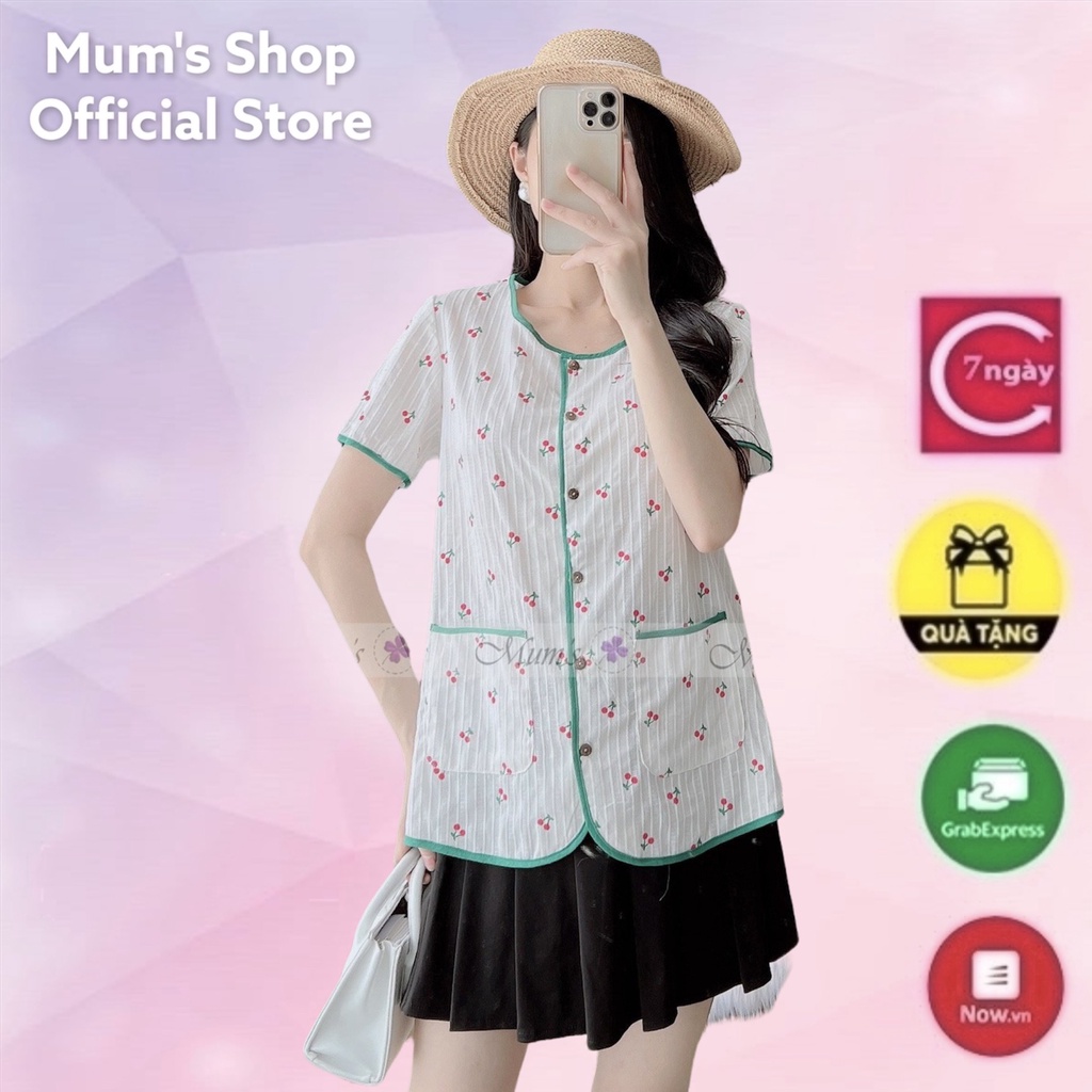 ÁO BẦU XINH MÙA HÈ MUM'S SHOP FREESHIP Áo bầu trắng chery viền xanh