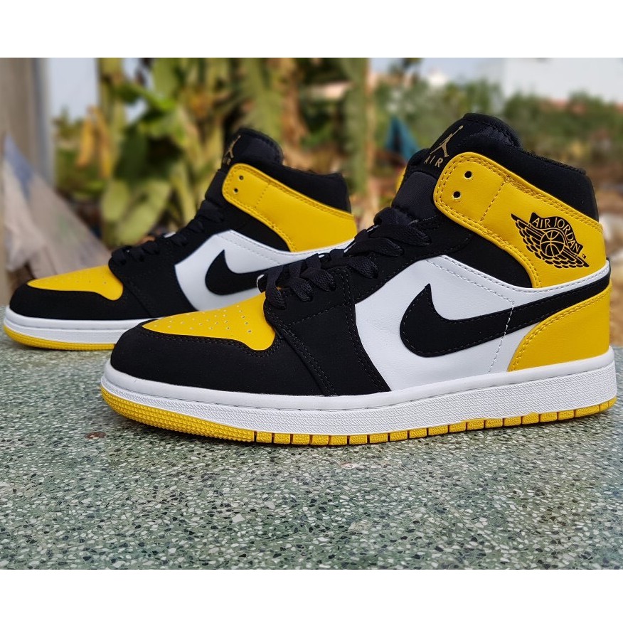 Giày Nike Air Jordan 1 Mid Yellow Toe Black  852542-071 Men