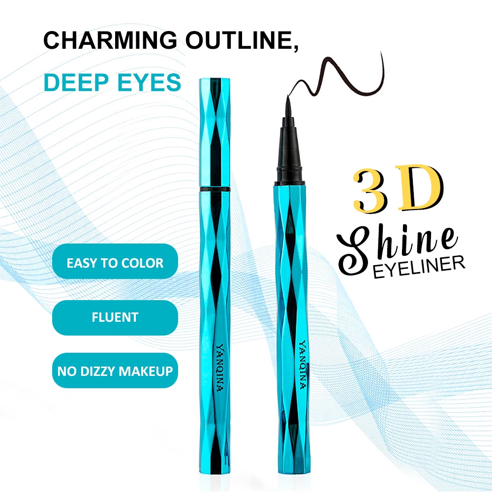 YANQINA Sky Blue Faceted Eyeliner Cool Black Quick-drying Non Staining Durable Waterproof Eyeliner