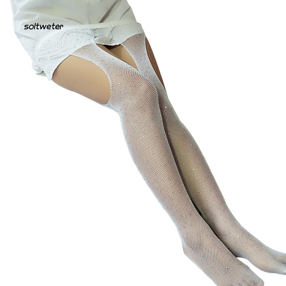 Quần tất lưới xuyên thấu đính đá lấp lánh quyến rũ