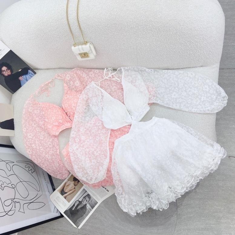 Đầm hoa khoét eo hở lưng nhiều màu xòe viền bèo