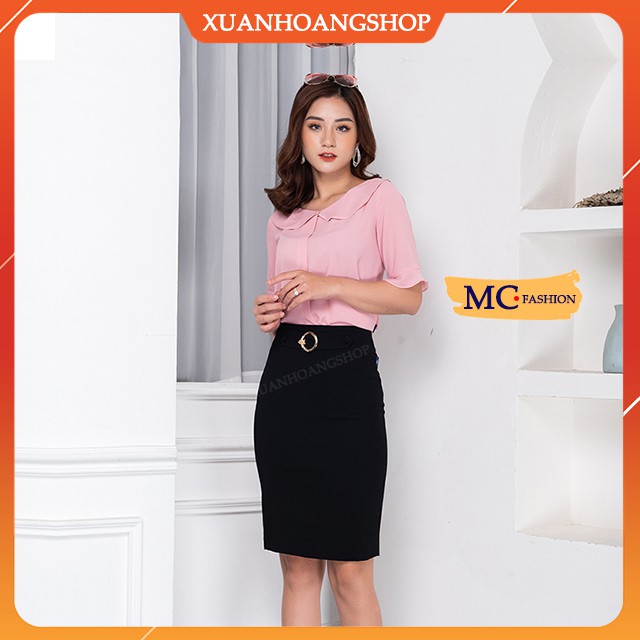 Chân Váy Bút Chì  Mc Fashion Kiểu Dáng Nữ Công Sở Đẹp, Lưng Cạp Cao, Dài Qua Gối, Co Giãn Nhẹ, Màu Đen.Cv0363