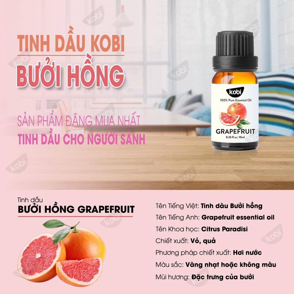 Tinh dầu Bưởi Hồng Kobi Grapefruit essential oil giúp thơm phòng, kích thích mọc tóc hiệu quả - 10ml