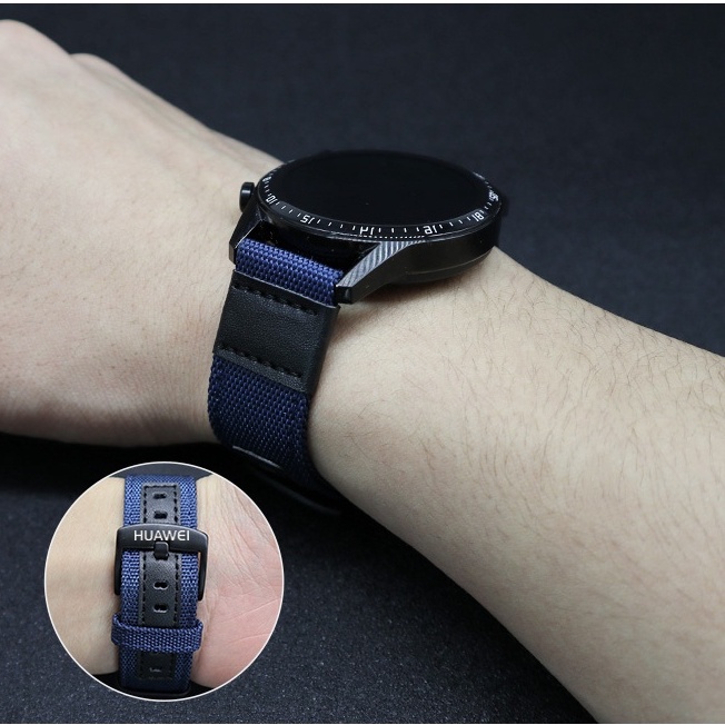 Dây Đeo Bằng Da nylon 22mm Cho Đồng Hồ huawei gt3 46mm / gt2 46mm / pro / gt2e / watch3pro honor magic2 46mm / gs pro