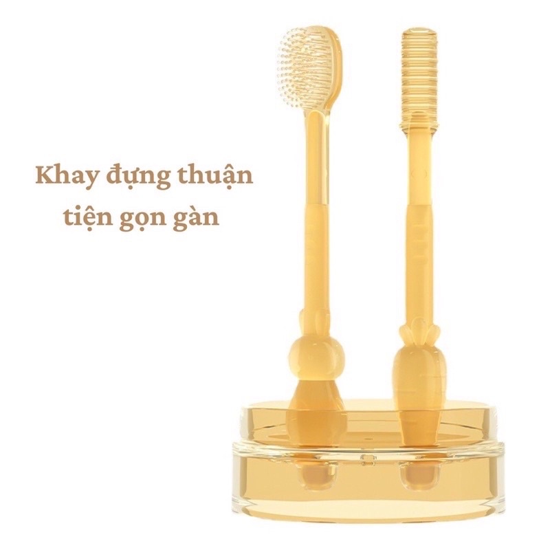 Bàn chải + rơ lưỡi silicone cho bé 6m+