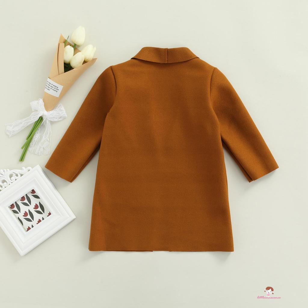 Áo khoác cardigan tay dài màu trơn có túi trước thời trang thu đông cho bé gái