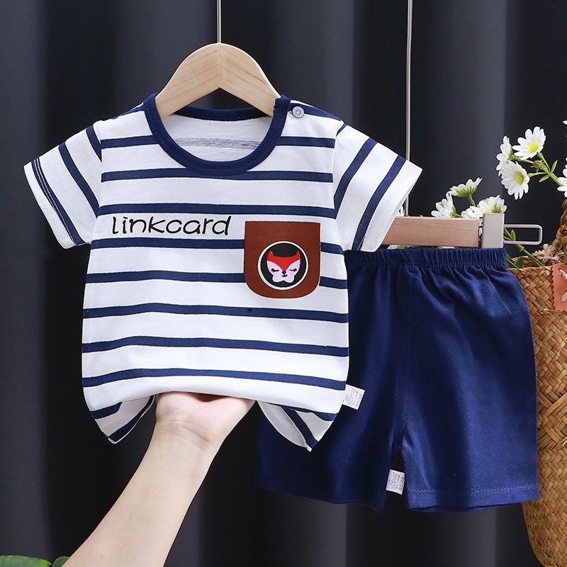 2 Cái/bộ, Áo Phông + Quần Quần Áo Trẻ Em Bé Trai Bé Gái Bằng Cotton Mềm Hình Động Vật Dễ Thương Bộ Đồ Hai Mảnh Ngắn Tay Mùa Hè Cho Bé Trai Áo Thun Trẻ Em Mới Bộ Quần Áo Trẻ Em