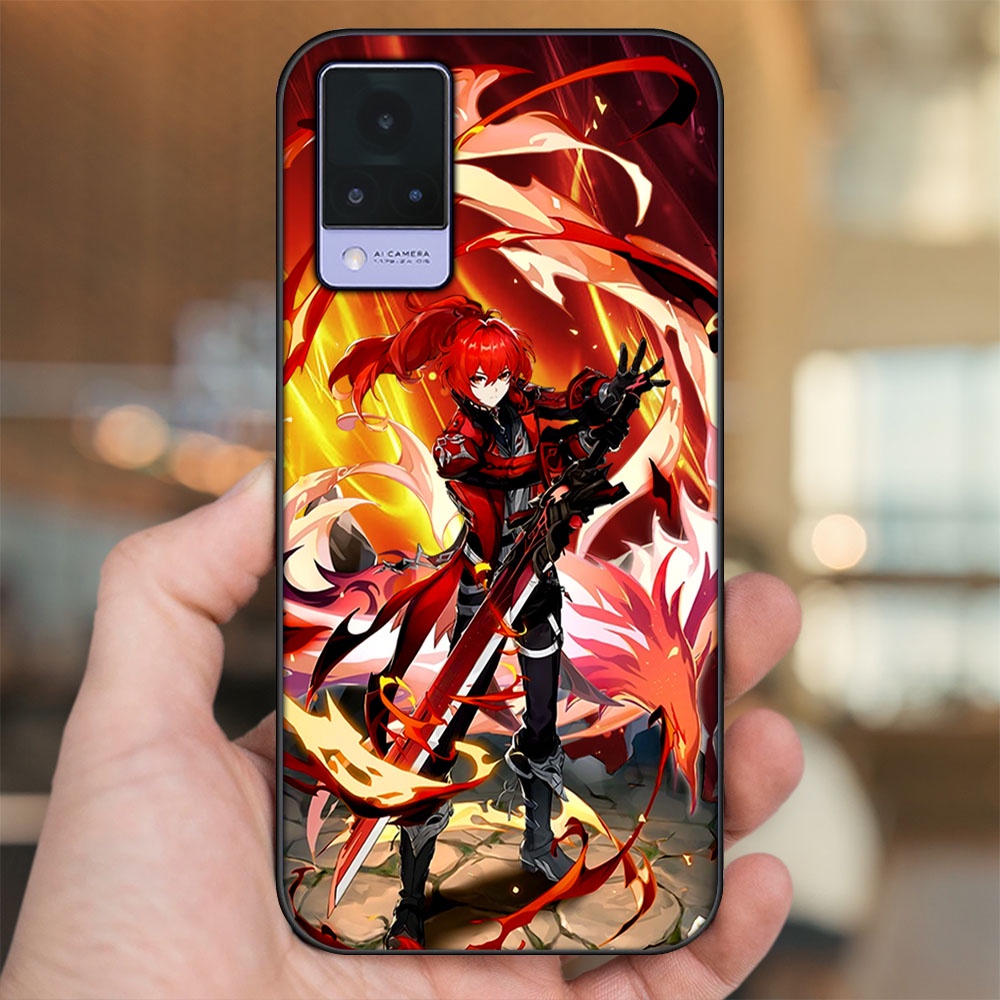 Ốp lưng Vivo V21 viền đen in hình Diluc Genshin Impact